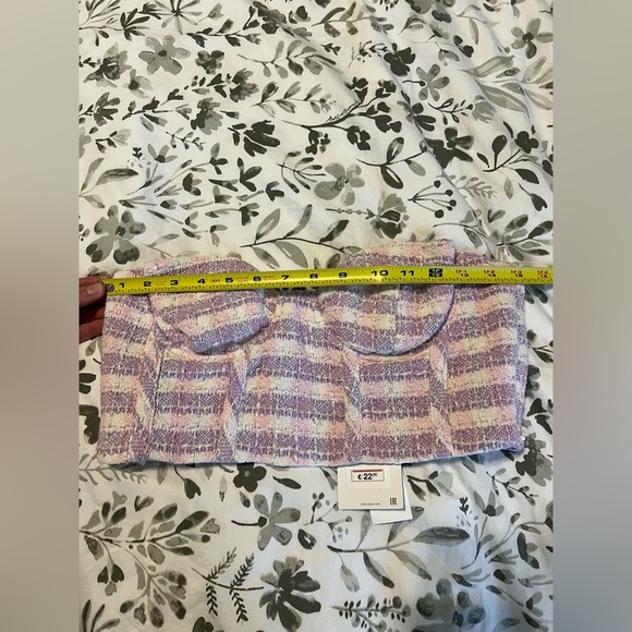 Zara Tweed Bustier Crop Top in Pink& White Twee size Med Clueless/Y2K - Picture 8 of 11